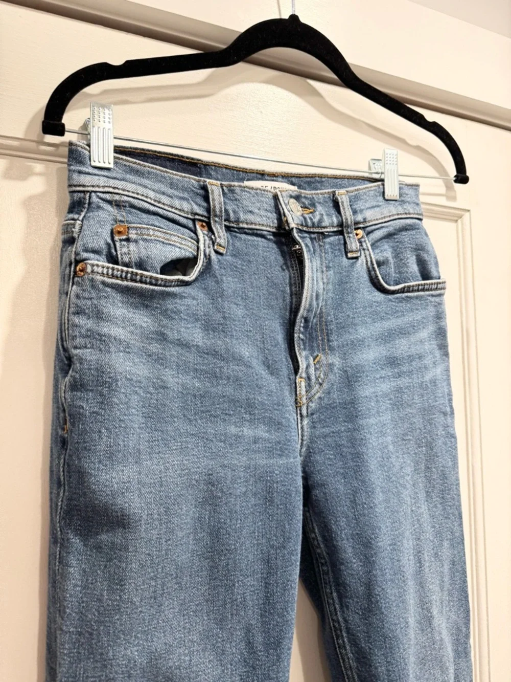 Re/Done RE/DONE High Rise Stretch Reissue Stovepipe Denim 25 Straight Leg 90s - Picture 2 of 9
